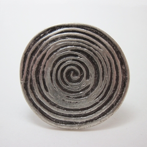 Light Spiral Circle Pewter Adjustable Ring